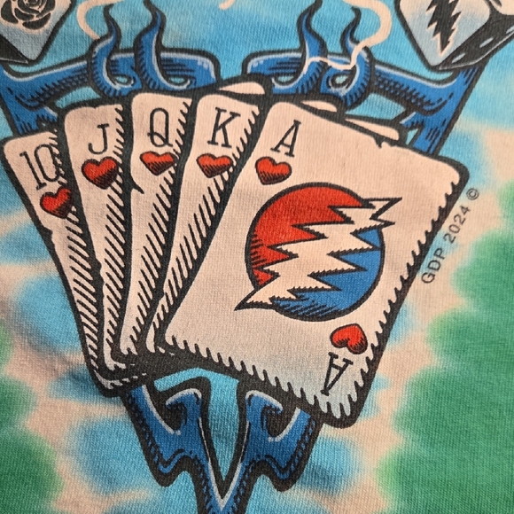 Liquid Blue Tie-Dye Grateful Dead Tee - Blue, Green, Purple - Picture 7 of 9